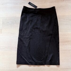 Donna Karan Black Faux Suede Pencil Skirt